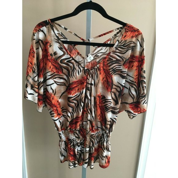 Shui Si Qing Womens Shirt Medium Blouse Top V-Neck Spring Summer Work Career M - Picture 4 of 8